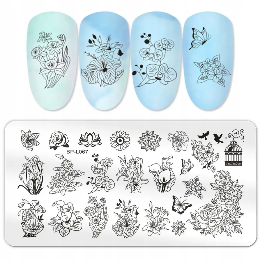 Born Pretty BP L067 Stempelplaat Nageldecoratie - Bladeren en Bloemen