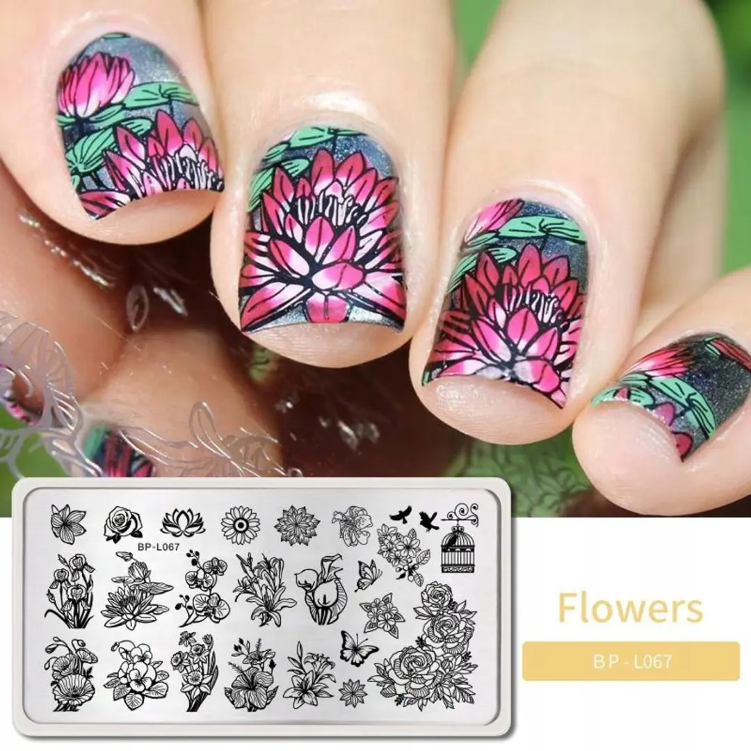 Born Pretty BP L067 Stempelplaat Nageldecoratie - Bladeren en Bloemen