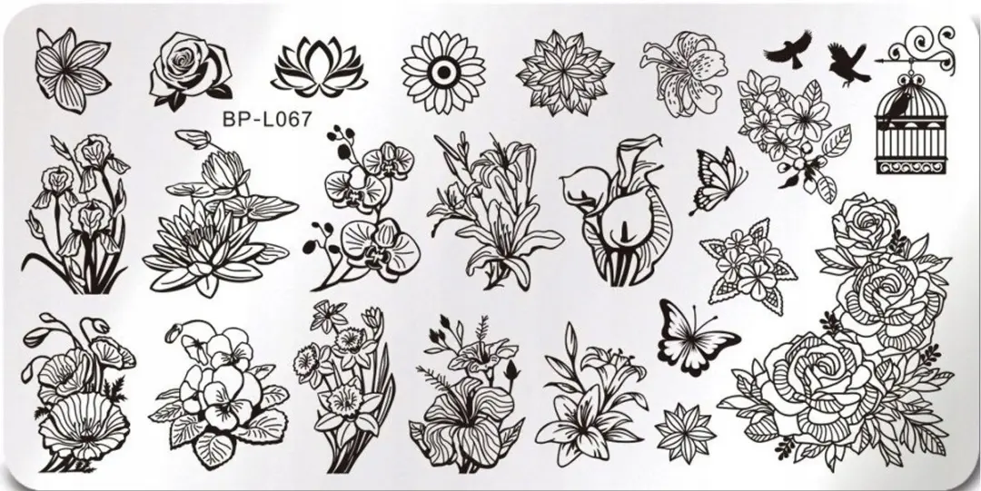 Born Pretty BP L067 Stempelplaat Nageldecoratie - Bladeren en Bloemen