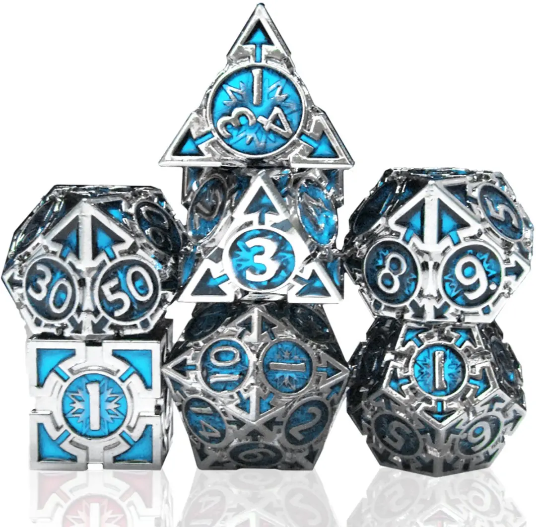 HOT Games Dobbelsteen Set Silver Blauw