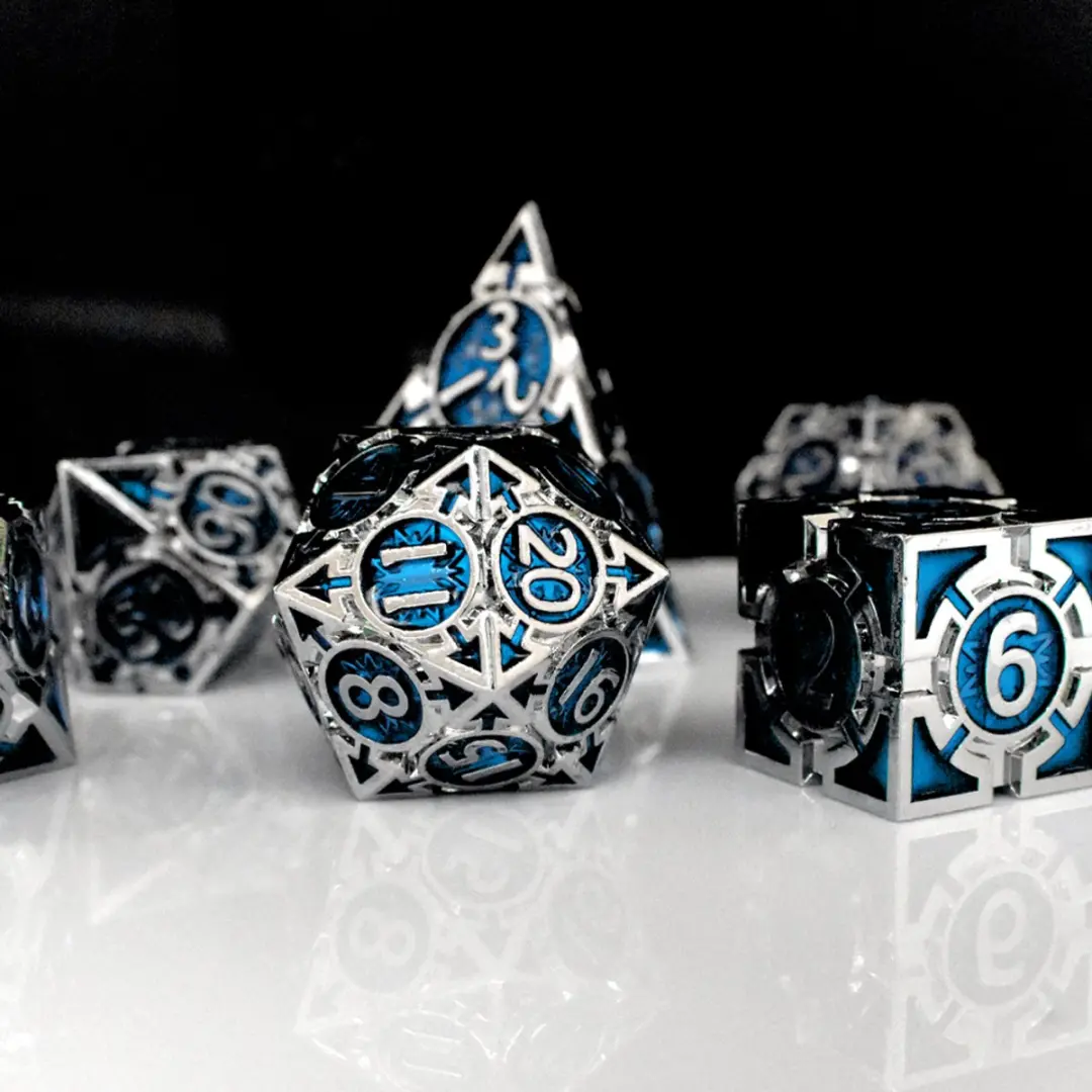HOT Games Dobbelsteen Set Silver Blauw