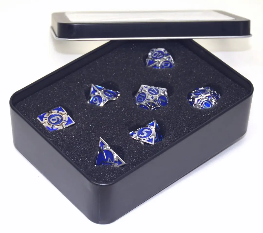 HOT Games Dobbelsteen Set Silver Blauw