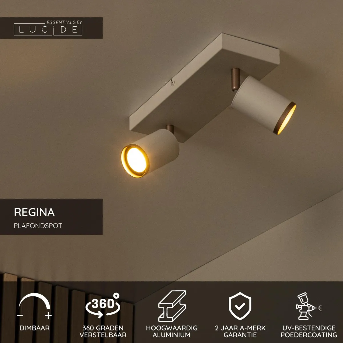Lucide Regina Plafondspot 2xGU10 - Taupe