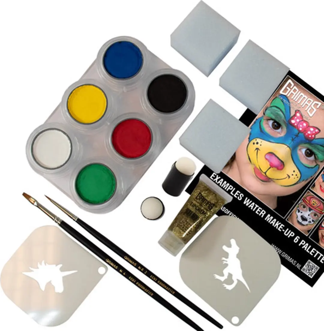Grimas Startpakket Water Make-up 6 Palette - 18 Stuks