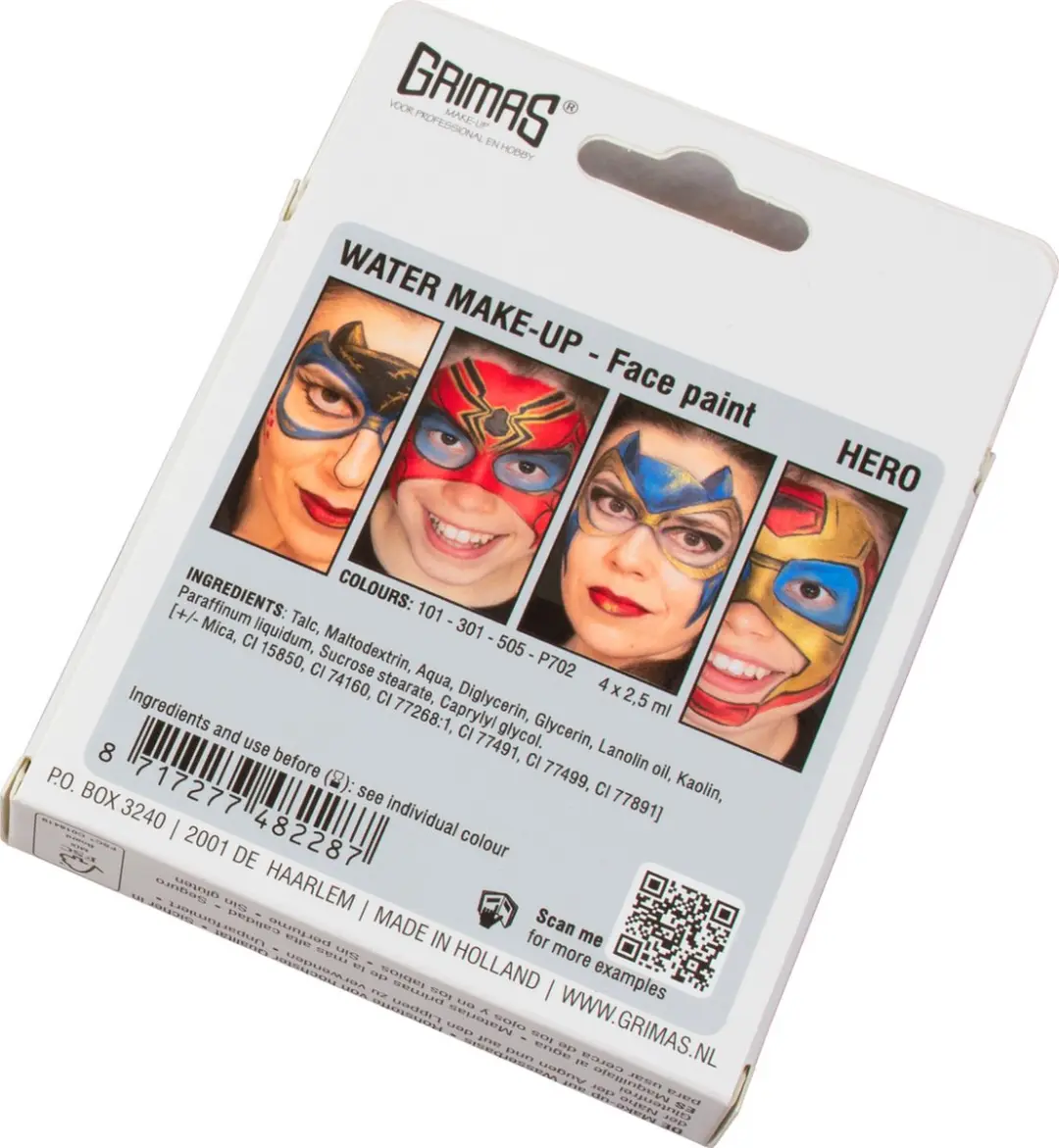 Grimas Hero Waterschmink Set - 4 Kleuren 10ml