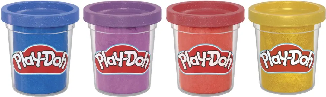 Play-Doh Metallic Glans Boetseerklei - 4 Potjes - afbeelding 4 van 6