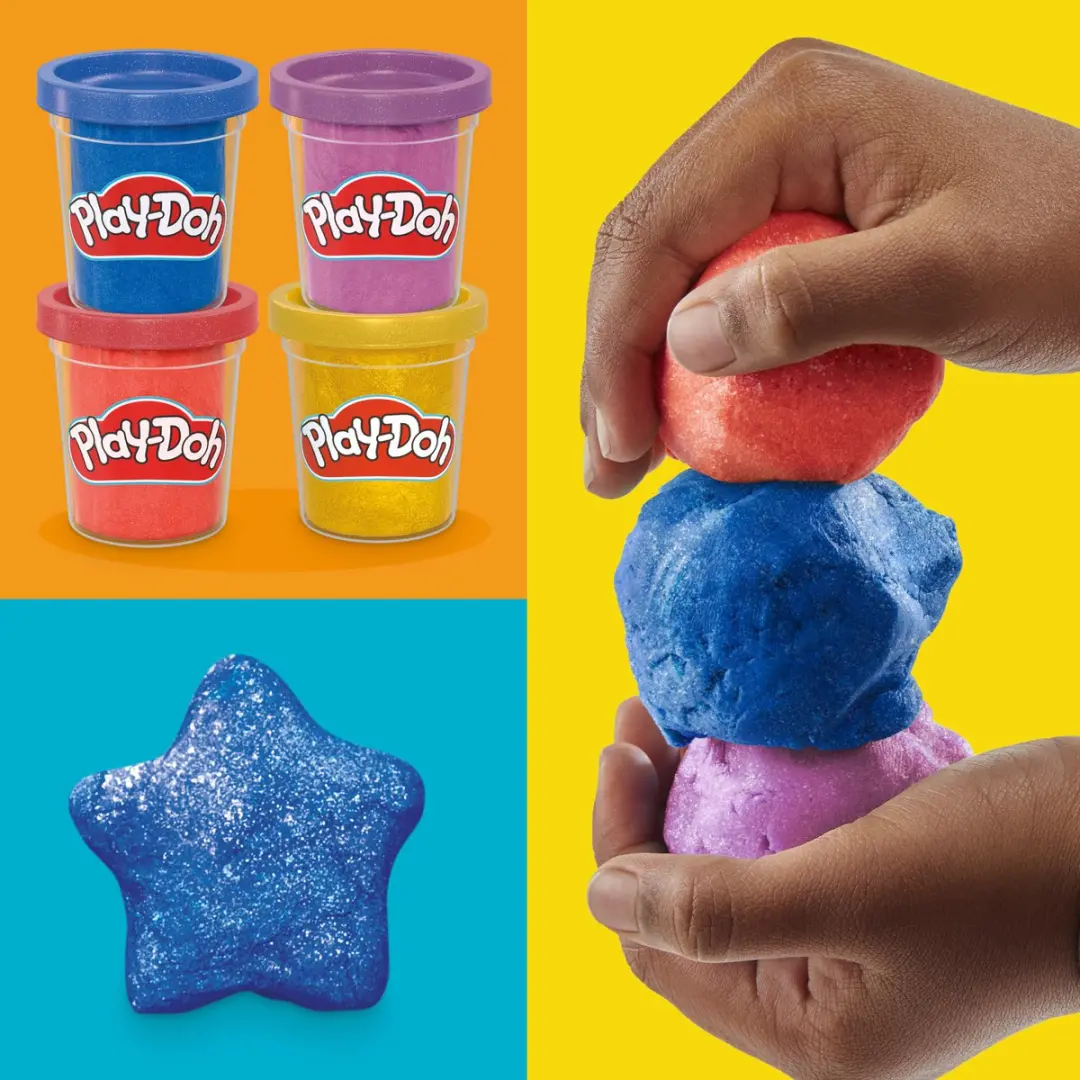 Play-Doh Metallic Glans Boetseerklei - 4 Potjes - afbeelding 6 van 6