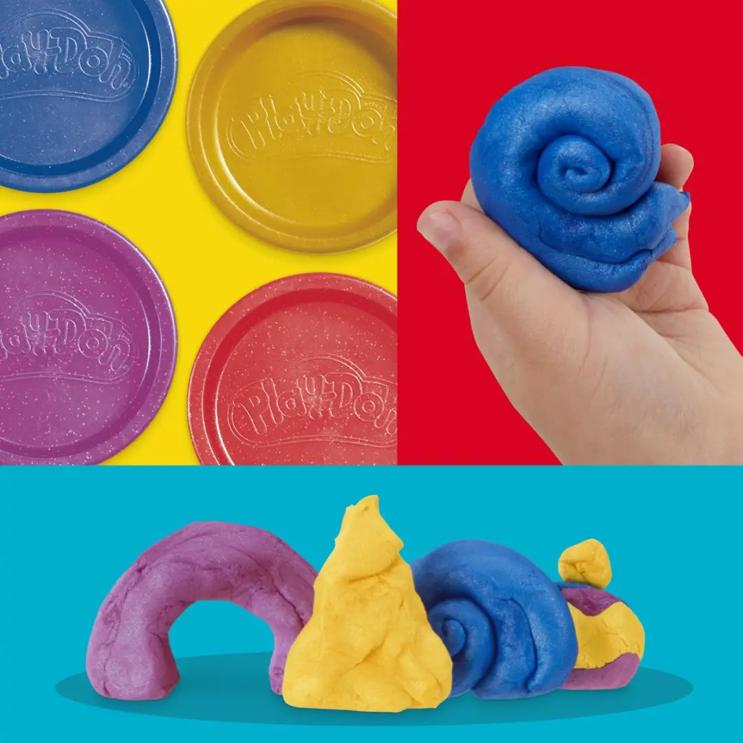 Play-Doh Metallic Glans Boetseerklei - 4 Potjes - afbeelding 5 van 6