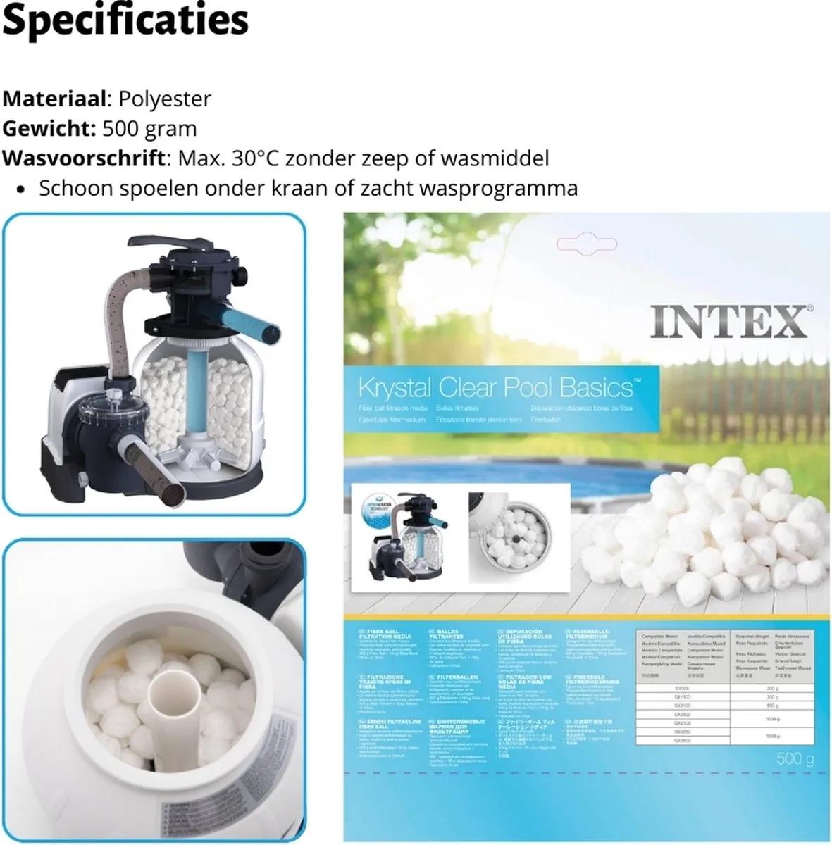 Intex Filterbollen 29045 - 5 Stuks - Wit