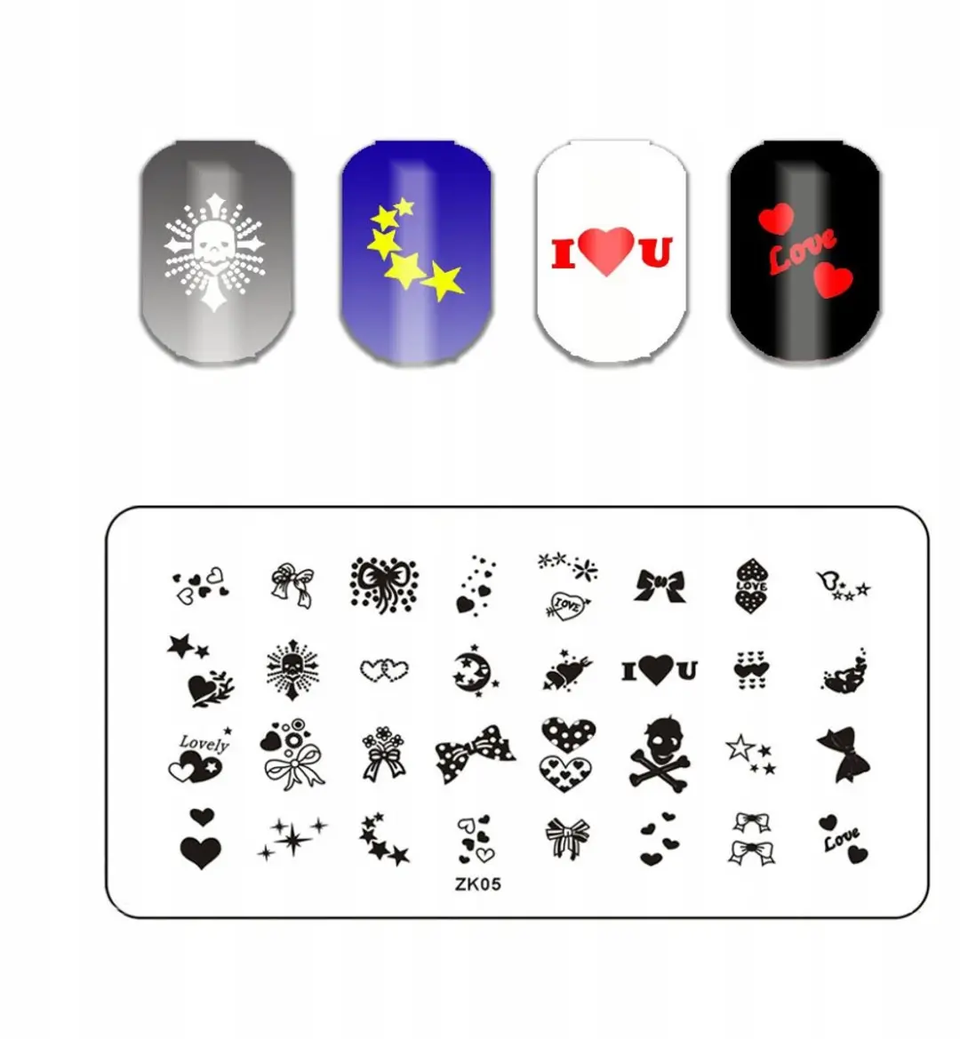 Born Pretty Stempelplaat Nagel Decoratie ZK-05 - Hart Strik Ster