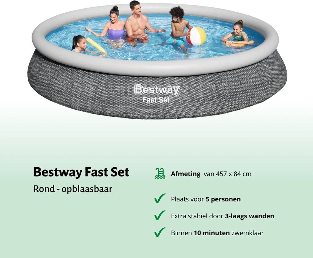 Bestway Rond Zwembad Fast Set 457cm - Grijs