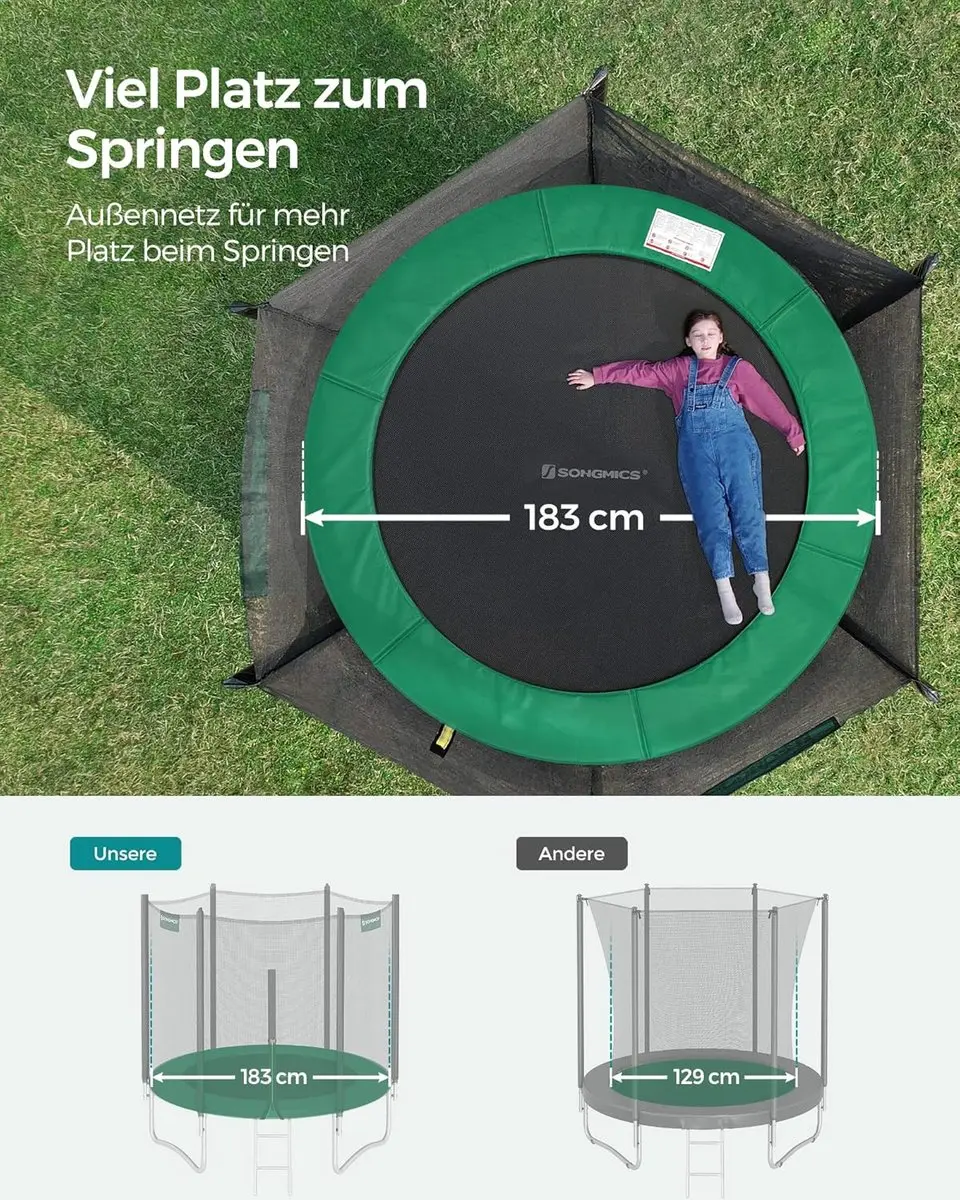 Songmics Trampoline 183cm - Veiligheidsnet & Ladder - afbeelding 6 van 6