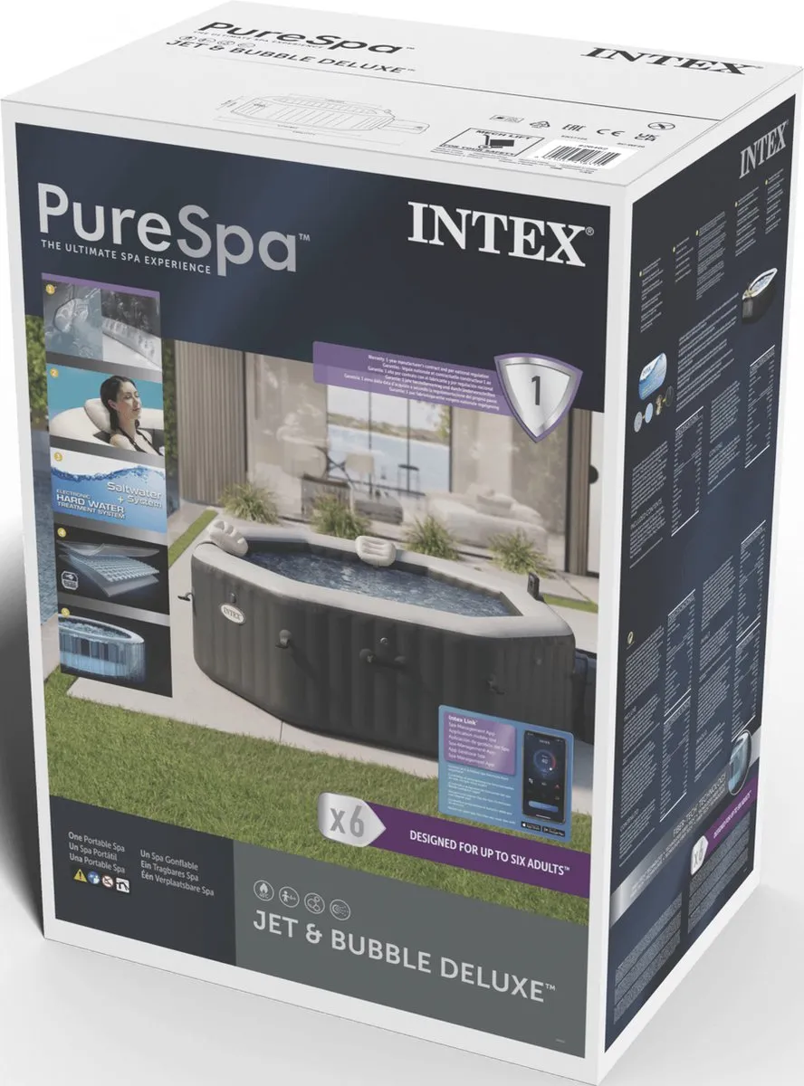 Intex PureSpa Onyx Black Jet & Bubble Deluxe 6 persoons - 140 Jets - afbeelding 6 van 6