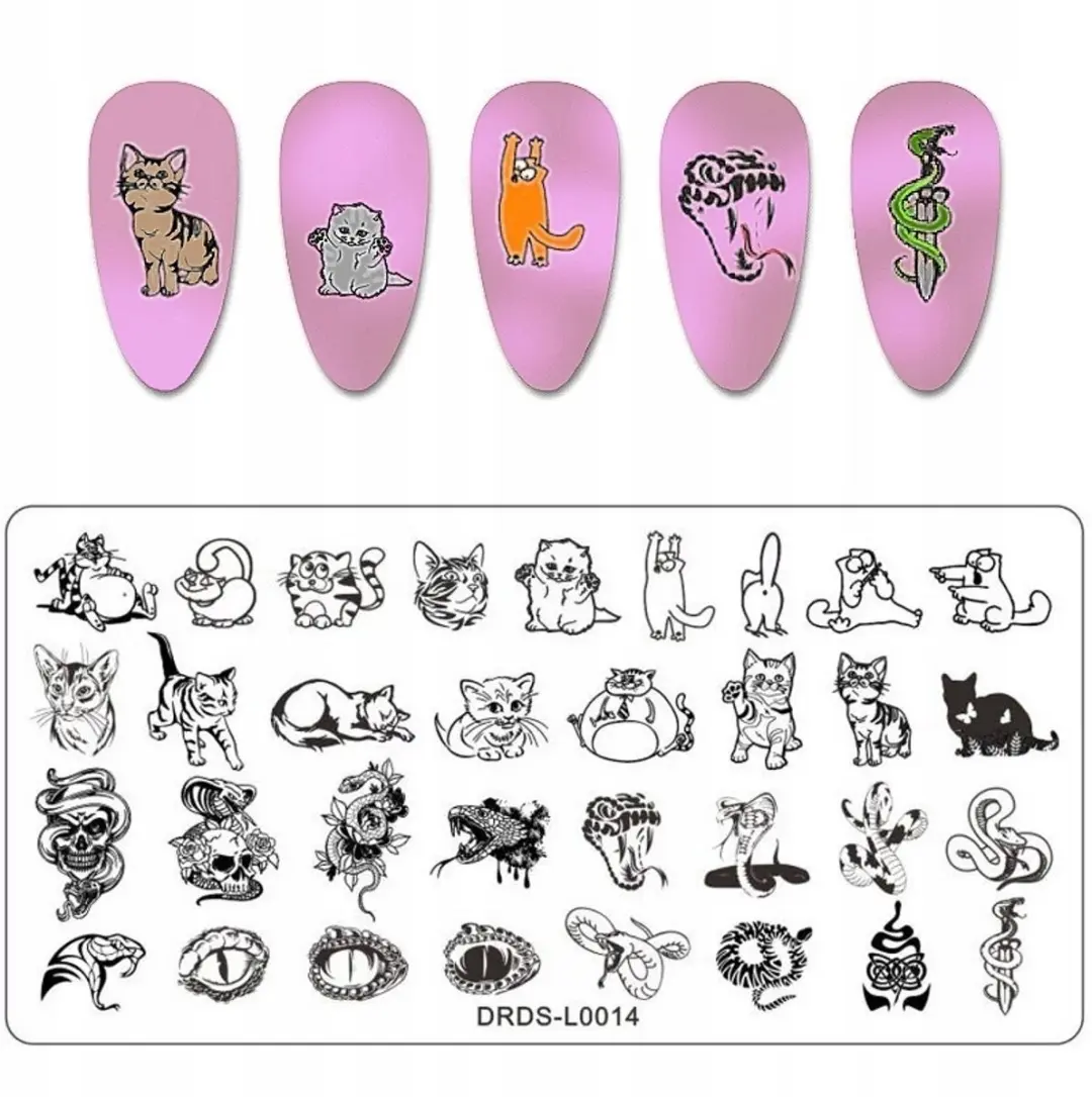 Born Pretty Nagelstempelplaat Kattenpatronen 12x6cm