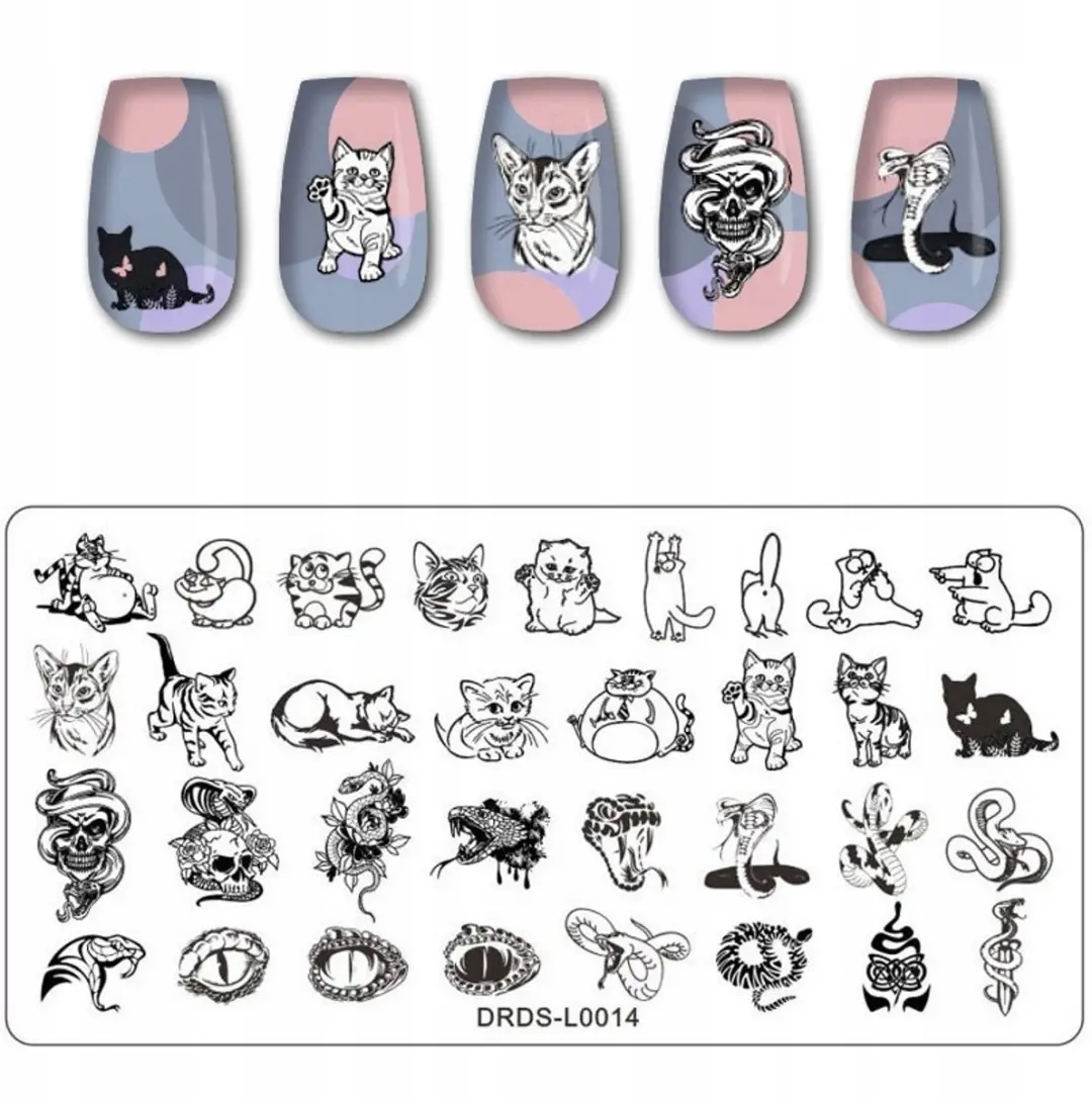 Born Pretty Nagelstempelplaat Kattenpatronen 12x6cm