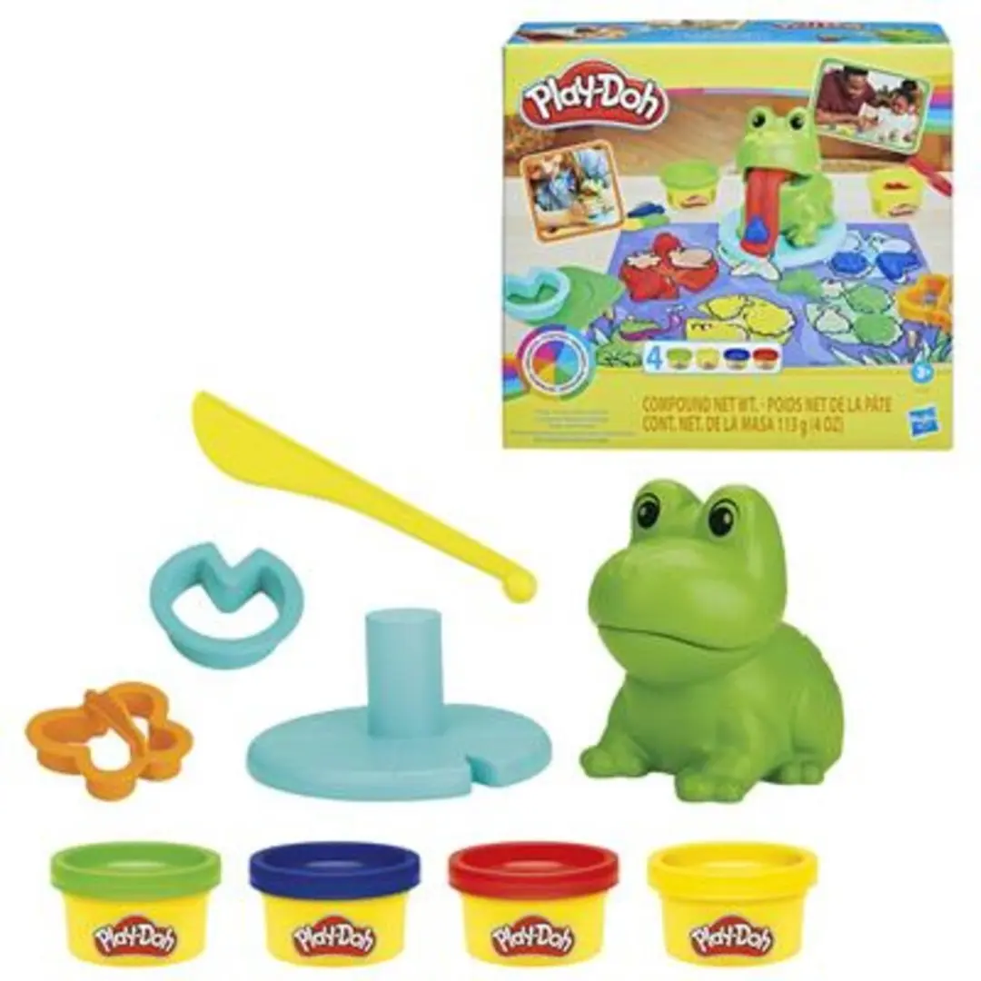Play-Doh Kikker en Kleuren Boetseerklei Groen - 4 Stuks