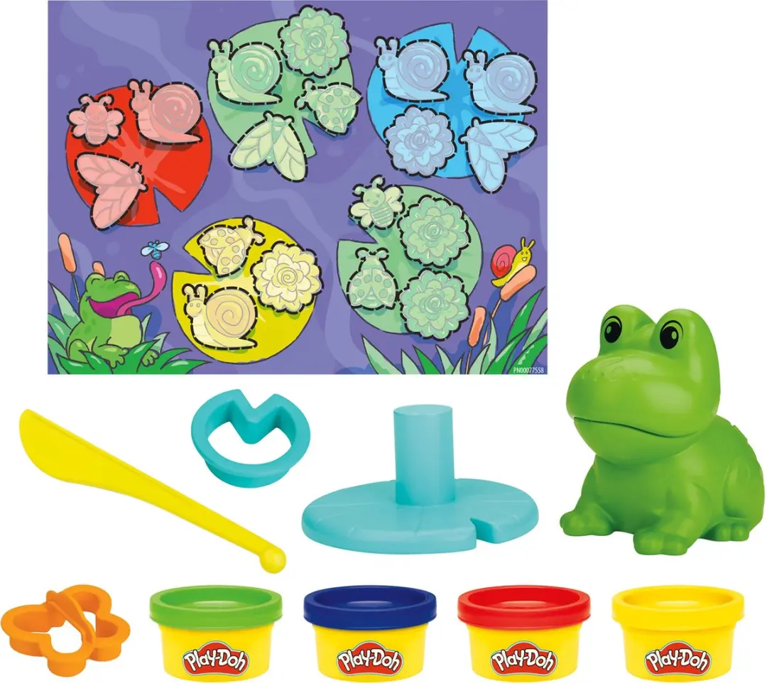 Play-Doh Kikker en Kleuren Boetseerklei Groen - 4 Stuks