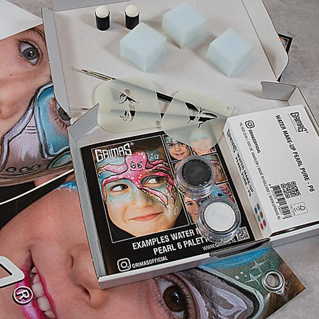 Grimas Startpaket Water Make-up Pearl - 6 Paletten - 18 Stuks
