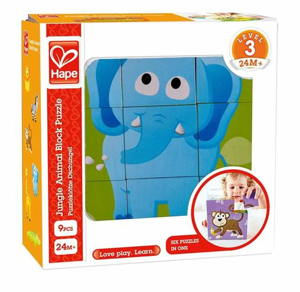 Hape Blockpuzzle Dschungel E1619 - 9 Stuks - Veelkleurig