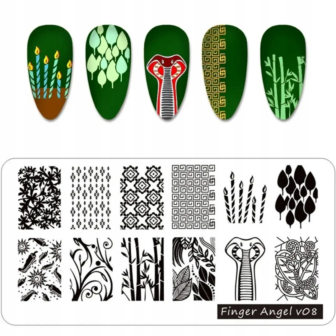 Born Pretty Finger Angel V08 Nageldecoraties Stempels - Metaal
