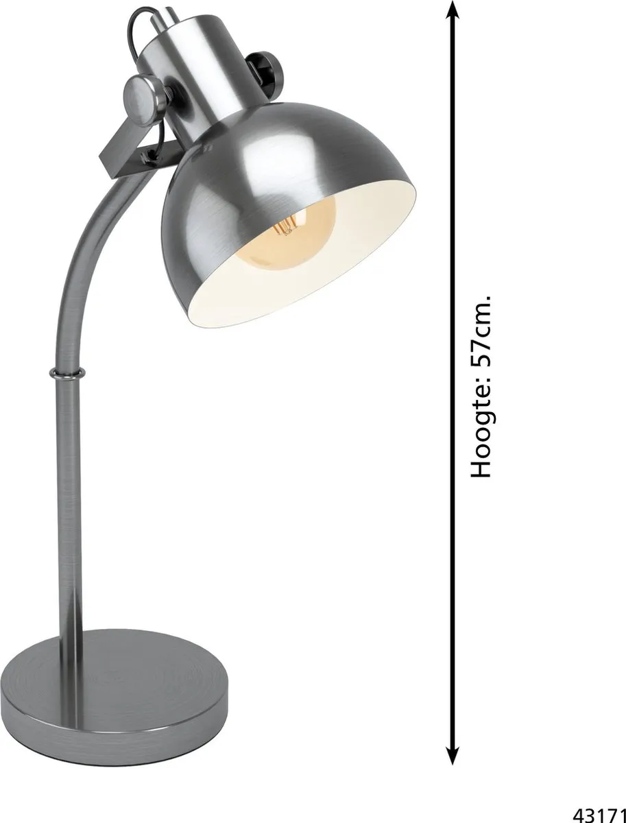 Eglo Lubenham 1 Tafellamp E27 - Nikkel Antiek