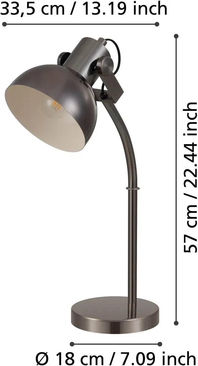 Eglo Lubenham 1 Tafellamp E27 - Nikkel Antiek