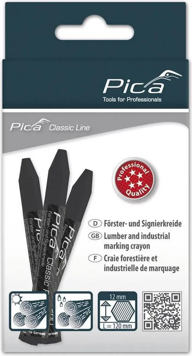 Pica 590/46 PRO Markeerkrijt Zwart - 12x120mm