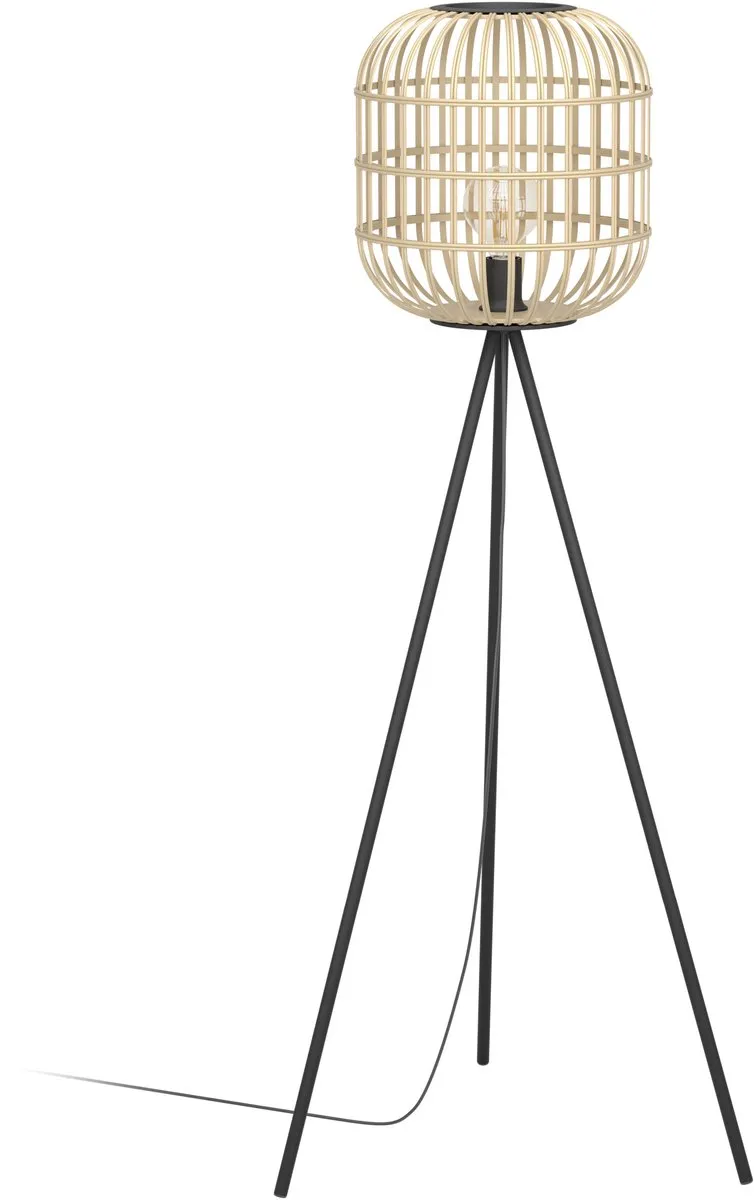 Eglo Bordesley Vloerlamp E27 - 139cm - Zwart/Hout