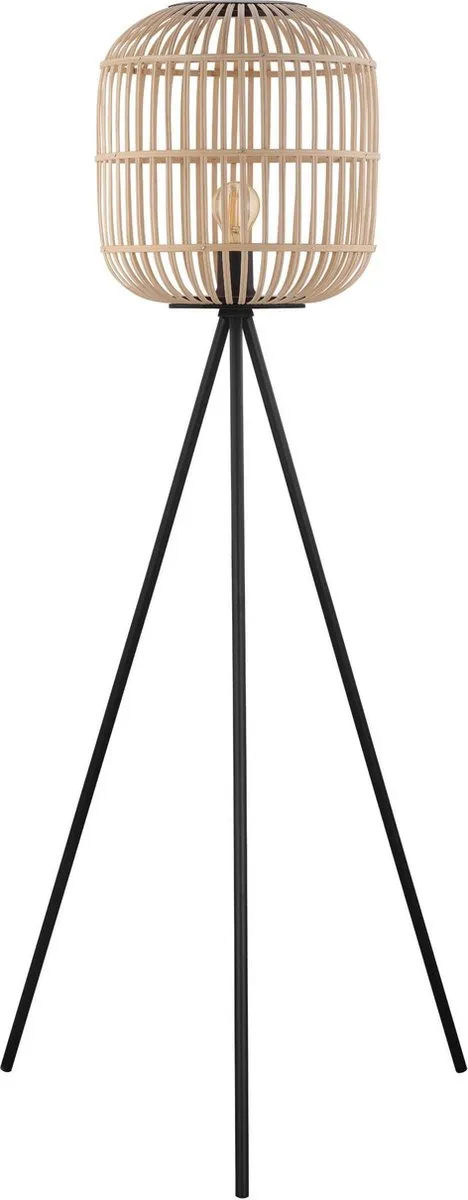 Eglo Bordesley Vloerlamp E27 - 139cm - Zwart/Hout