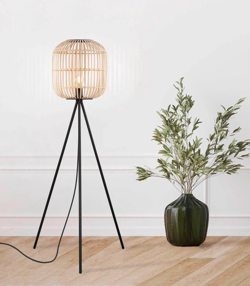 Eglo Bordesley Vloerlamp E27 - 139cm - Zwart/Hout