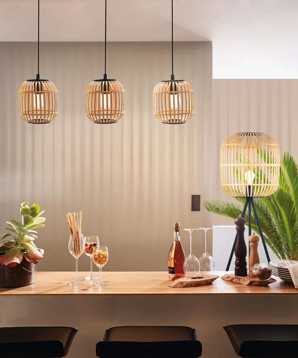 Eglo Bordesley Vloerlamp E27 - 139cm - Zwart/Hout - afbeelding 6 van 6