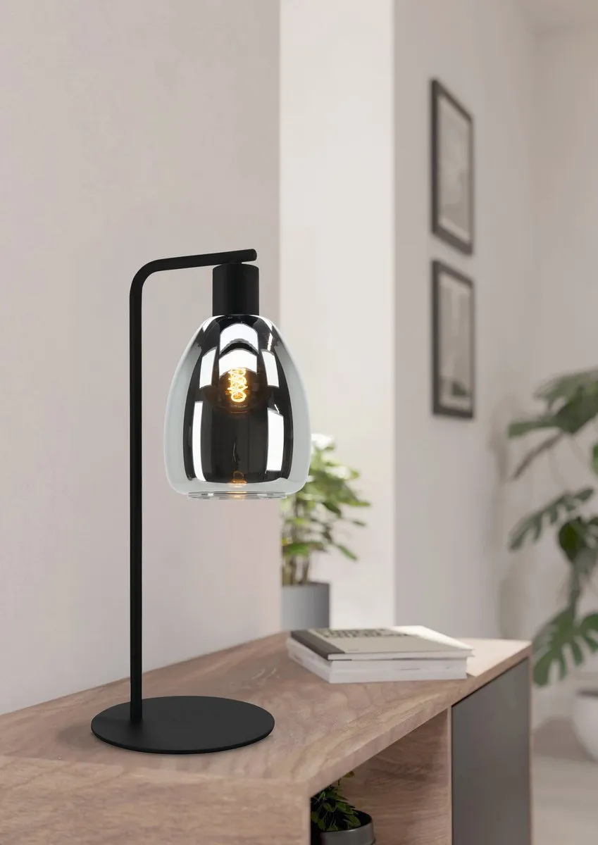 Eglo Chelvey Tafellamp E27 - 50,5 cm - Rookglas Zwart