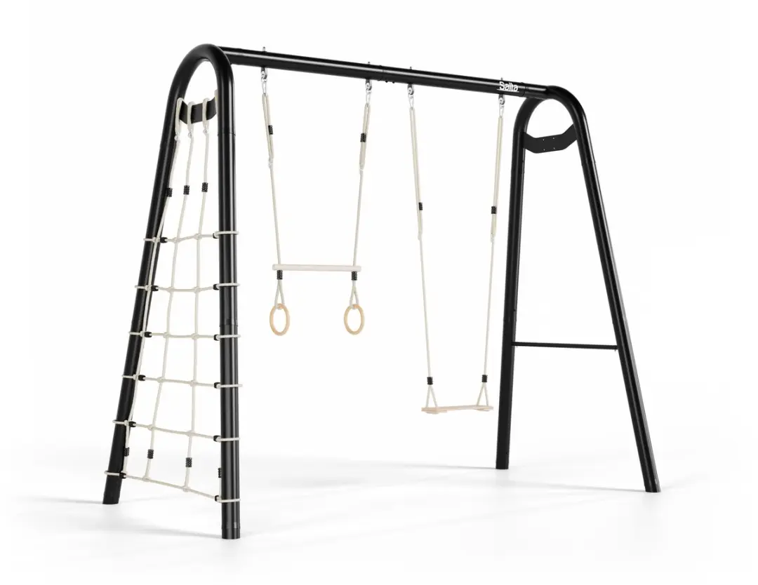 Salta Schommel L+ Set 1 - Klimnet, trapeze & ringen - Zwart