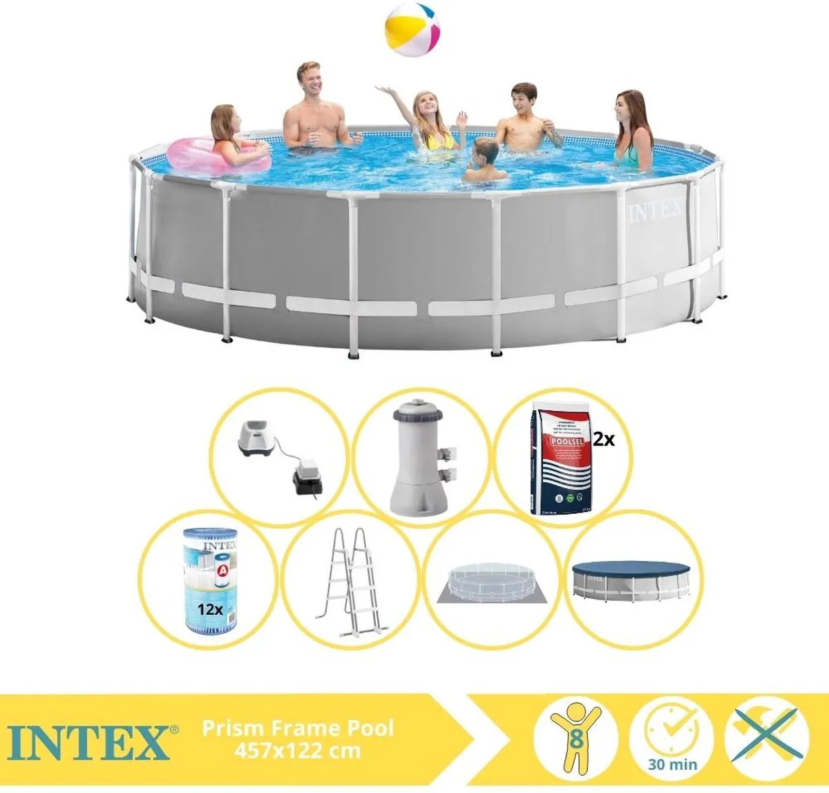 Intex Prism Frame 26726GN Opzetzwembad 457x122cm - Grijs/Wit
