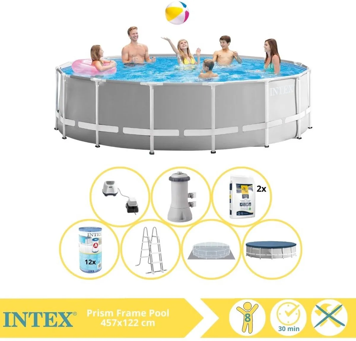 Intex Prism Frame 26726GN Opzetzwembad 457x122cm - Grijs/Wit