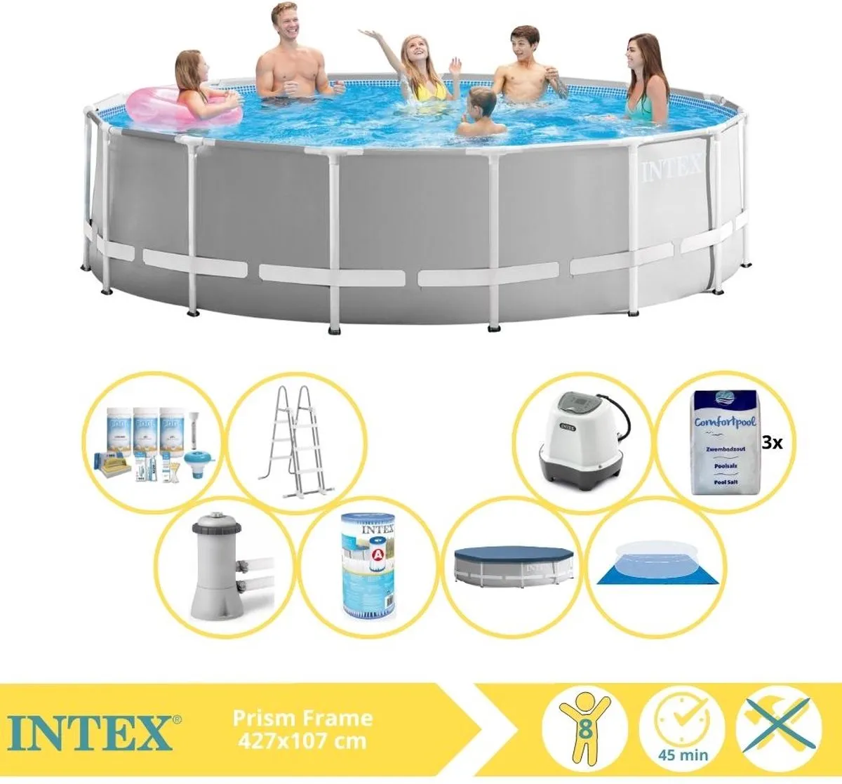 Intex Prism Frame 26726GN Opzetzwembad 457x122cm - Grijs/Wit