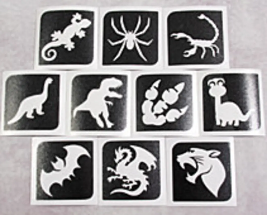 Grimas Temporary Tattoo Stencil Set Dino