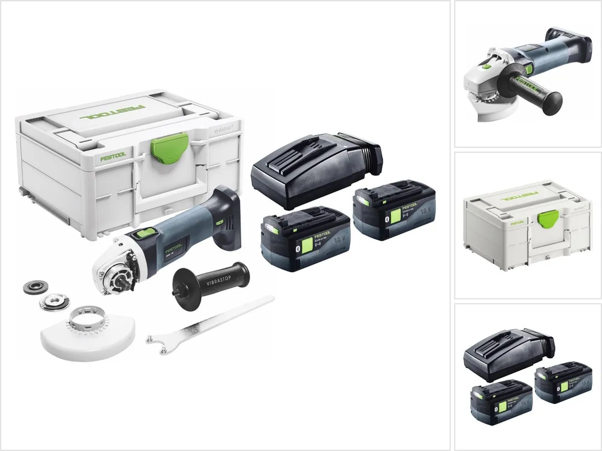 Festool AGC 18-125 Accu Haakse Slijper 18V - 2x Accu 5.0Ah