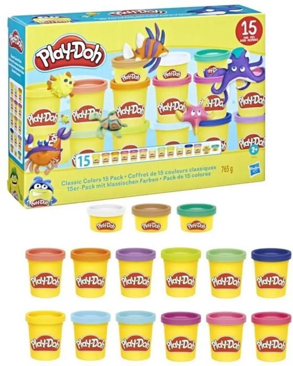 Play-Doh Klassieke Kleuren Boetseerklei - 15 Potten - Meerkleurig