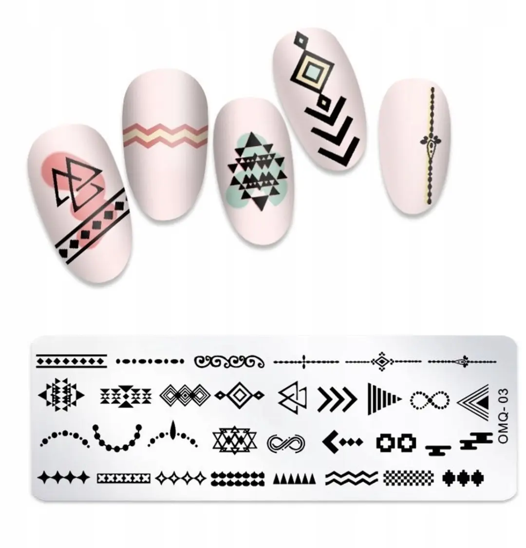 Born Pretty OMQ-03 Nagelstempelplaat Geometrische Symbolen