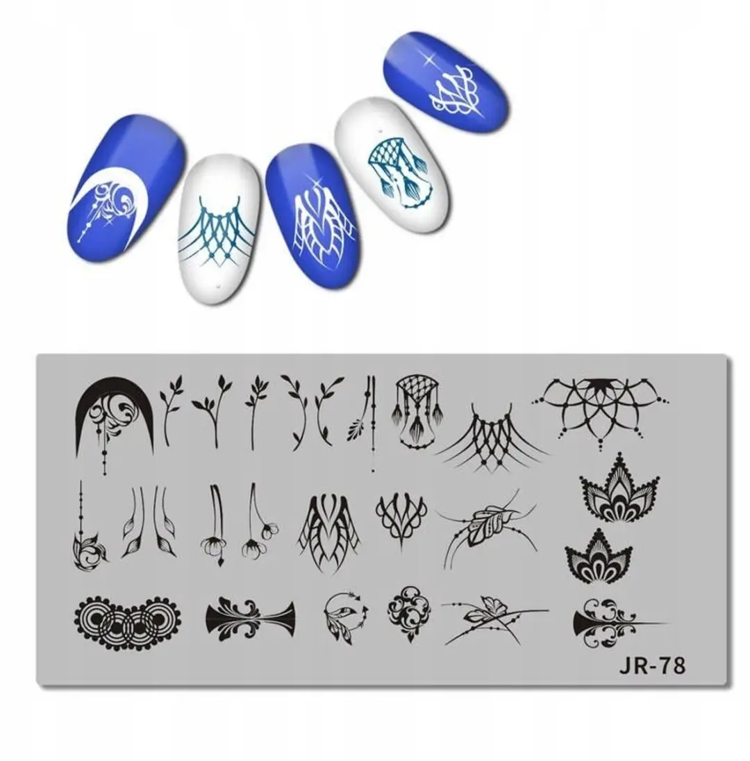 Born Pretty JR-78 Nagelplaatjes French Manicure Lotus Bloem