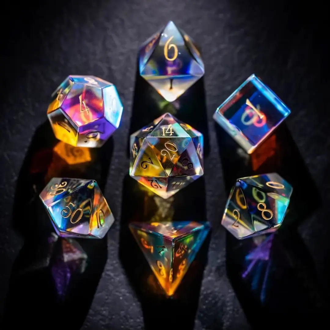 HOT Games Regenboog Glas Dobbelsteen Set