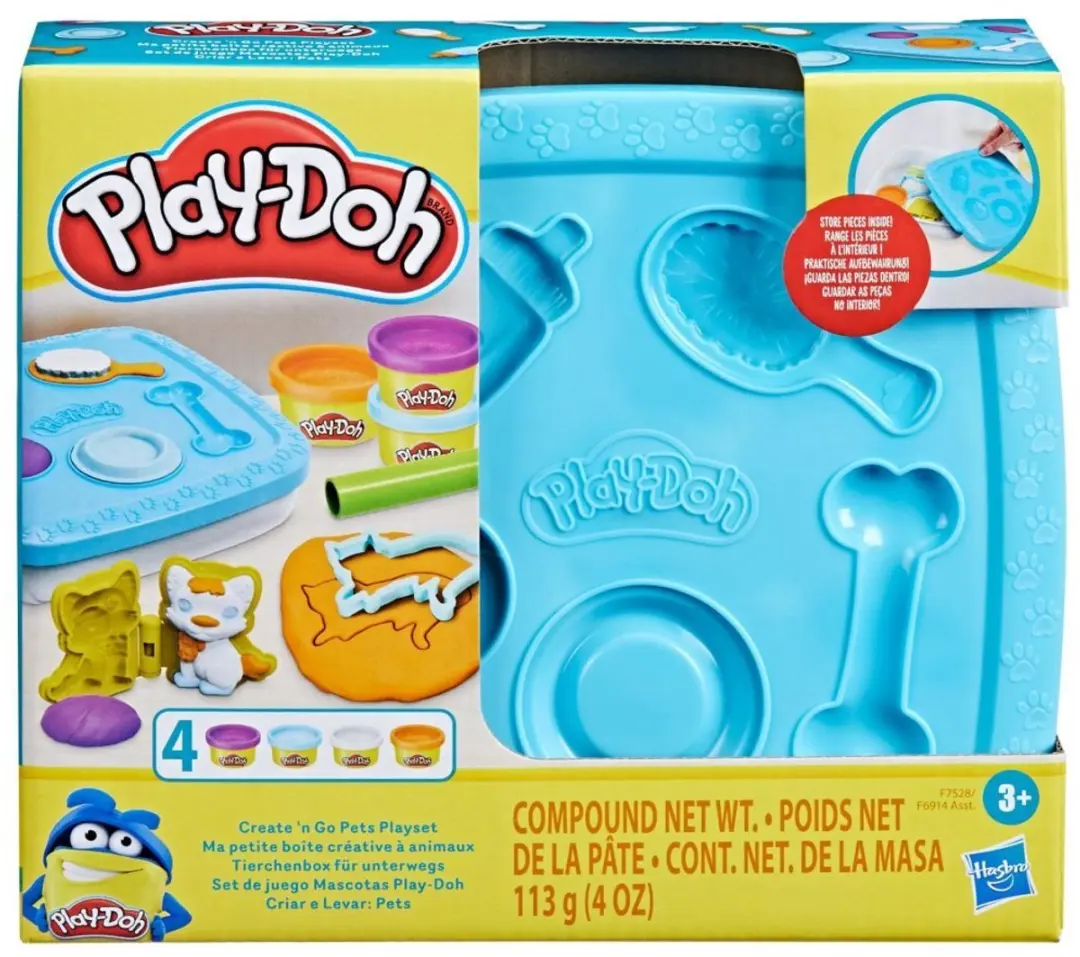 Play-Doh Create and Go Speelset - Geel/ Groen/ Oranje/ Roze/ Wit