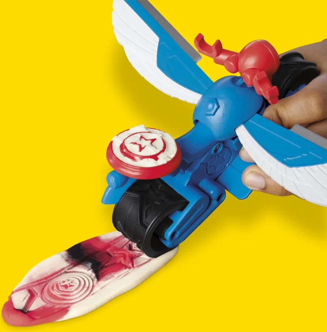 Play-Doh Marvel Captain America Motorsnijder Speelset - 3 Potjes Multicolor
