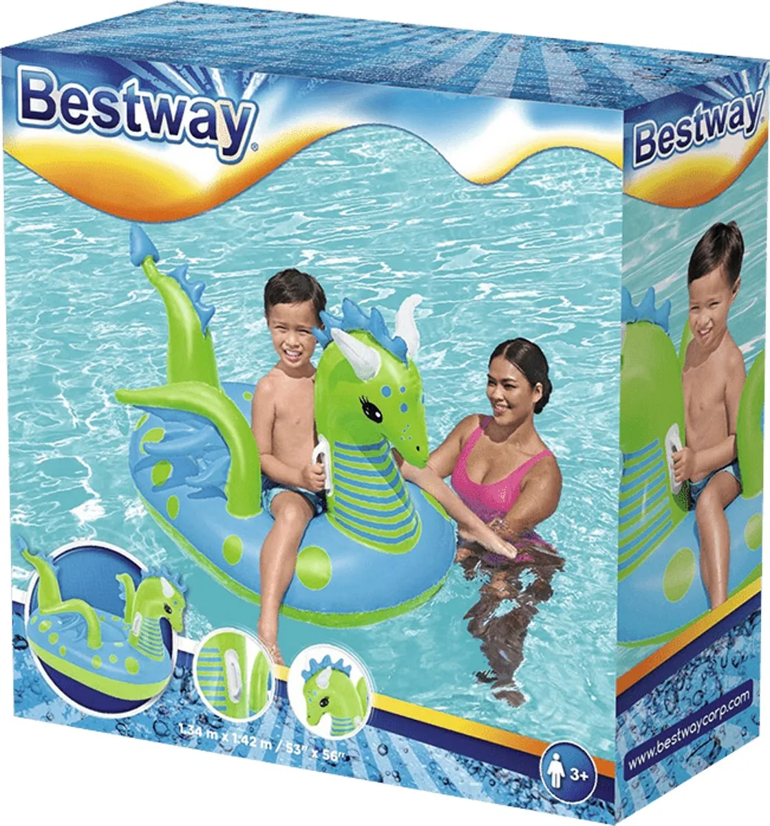 Bestway Fantasie Draak Ride-On - Blauw/ Groen