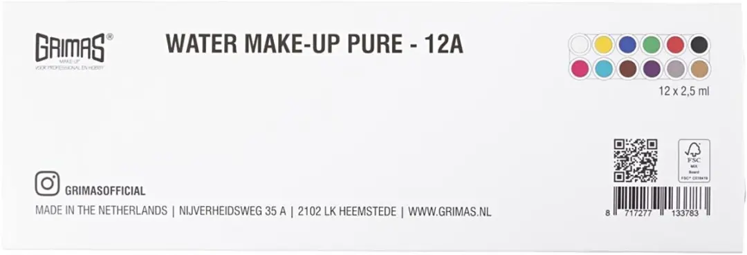 Grimas Water Make-Up Schminkpalet - 12 Kleuren 30ml