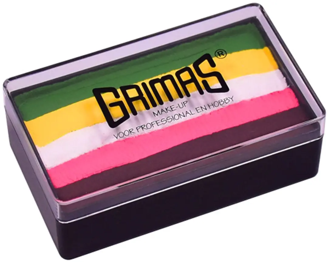 Grimas One Stroke Flowers Splitcake 30g - Grasgroen/Felgeel/Wit/Dieproze/Bordeauxrood