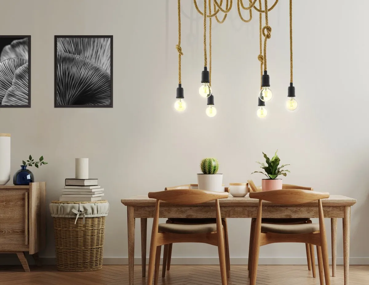 Eglo Rampside Vintage Hanglamp - 6 Lichthouders - Zwart