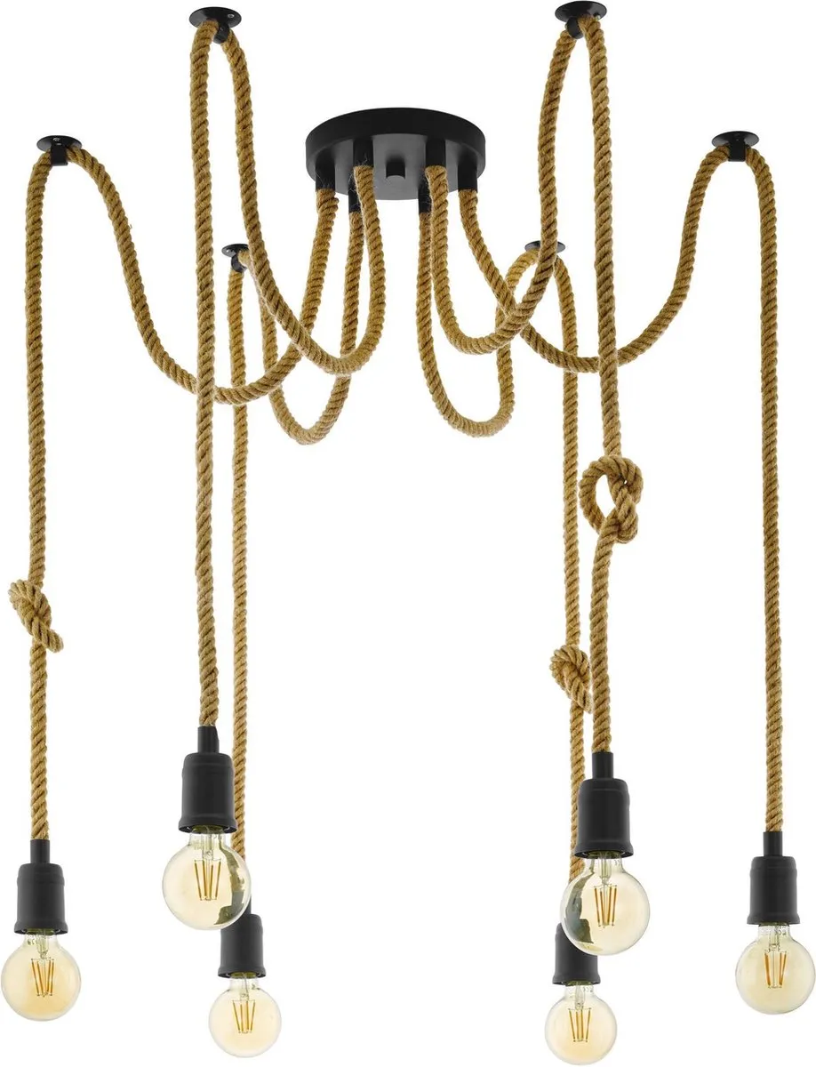 Eglo Rampside Vintage Hanglamp - 6 Lichthouders - Zwart