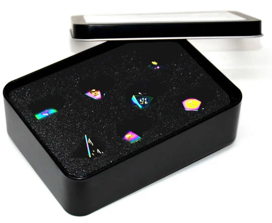 HOT Games Regenboog Dobbelsteen Set - Metaal - Tin doosje